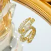 Anillo Ladrillo de Diseño Nicho de Alta Gama Lujo Accesible para Mujer Moda Europea y Americana Creativo Zirconia Chapado en Oro Anillo Abierto Ajustable