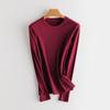 Suéter de cuello alto medio de otoño e invierno, nuevo, de color sólido, de seda morera, cálido, con forro polar, camisa de talla grande para mujer