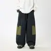 Pantalones japoneses para niños 2026 otoño nuevo estilo pantalones casuales rectos para niños con bolsillos de color contrastante pantalones cargo modernos