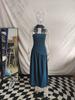 En Stock Vestido Sexy Elegante Transfronterizo Europeo y Americano Verano 2025 con Escote Bardot, Corte Ajustado, Aberturas y Diseño de Patchwork