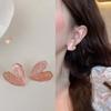 Pendientes de Flor de Amor con Goteo de Aceite Chapados en Oro Real Serie Rosa Pendientes Nuevos de Verano Pendientes con Corazón de Chica Dulce Corea del Sur