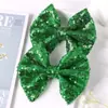 Acessórios de Cabelo Infantis Transfronteiriços, Faixa de Cabelo com Laço de Lantejoulas Brilhante, Tiara Fofa Verde para o Dia de São Patrício, Presilha de Cabelo