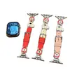 Adecuado para Correa de Apple S1011 Watch, Nuevo Color Otoño e Invierno Bloqueo de Color Patrón de Cuero Manzana Cachorro Rojo Arroz Combinación456 Pulsera