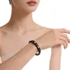 Pulsera Italiana Cepillada de Lujo Ligero Negro Oro Incrustada con Diamantes para Mujer, Pulsera Abierta Retro a la Moda, Exquisita Joyería Estilo Palacio