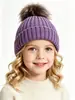 Gorro de punto transfronterizo de Amazon, gorro de otoño e invierno, gorro de lana a rayas para niños, gorro con pompón, engrosado, cálido y a prueba de viento