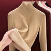Camada Base Térmica Feminina de Veludo Dupla Face com Decote em V Camiseta de Manga Longa Slim Fit Mistura de Seda e Lã Outono e Inverno para Mulheres