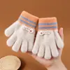 Luvas Infantis Estilo Outono e Inverno, Cinco Dedos, Forradas com Lã, Espessas, Luvas Quentes para Crianças para Escrever, Fazer Lição de Casa e Ciclismo