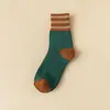 Calcetines Grues de Invierno y Otoño para Mujer con Forro de Felpa, a Media Pantorrilla, con Tres Rayas, Estilo Japonés, Calcetines de Toalla Cálidos, Calcetines Largos Negros, Calcetines de Moda para Mujer
