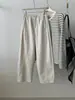 Calças de Sarja de Tencel estilo Coreano para Mulheres, Emagrecedoras e Versáteis, Cropped de Cintura Alta e Perna Larga estilo Harem, Calças Casuais de Outono