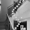 Lámpara Colgante Larga para Escalera Lámpara LED Moderna Minimalista Restaurante Artística Creativa Personalizada Villa Escalera de Doble Altura Giratoria Lámpara Colgante