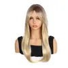 Amazon Transfronterizo Nuevo Moda Europea y Americana Peluca Tocados para Mujer Flequillo de Ocho Caracteres Degradado Dorado Cola de Cabello Larga Recta Rizo