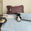 Estilo Ins Minimalista Verano Rayas Alfombrilla Refrigerante Juego de Tres Piezas con Colores Contrastantes y Estilos Mixtos, Alfombrilla Suave de Seda Fría Hielo para Dormitorio de Estudiante