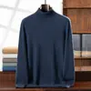 Novo suéter masculino de caxemira para outono e inverno com gola alta, estilo pullover, caimento solto, tamanho grande, camiseta básica masculina de caxemira