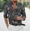 Nueva Camisa de Manga Larga para Hombre con Estampado Floral 3D Camisa de Explosiones Holgada Casual Versátil Camisa con Cuello