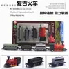 Modelo de trem a vapor de locomotiva de liga transfronteiriça com mecanismo de puxar para trás conjunto de 4 peças de carro retrô clássico brinquedos infantis atacado