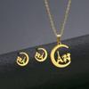 Accesorios de hip hop europeos y americanos collar de acero inoxidable aretes traje para mujer joyería transfronteriza geométrica brillante sudamericana al por mayor