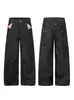 Jeans Rayados Estilo Retro Americano con Bolsillo de Solapa Pierna Ancha para Hombres y Mujeres, Nuevo Estilo Casual Unisex de Verano con Efecto de Caída, Pantalones Largos de Trabajo