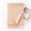 Bufanda de Lana de Color Sólido con Ambiente Invernal, Lujo Ligero, Chal de Borlas de Gama Alta, Bufanda Cálida de Moda para Viajar al Trabajo al por Mayor