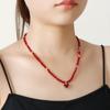 Joyería transfronteriza europea y americana de moda de alta gama con colgante de amor de nicho, cadena de clavícula con cuentas de vidrio, collar de cuentas hecho a mano.