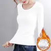 Camisa Base Sem Costura Feminina Outono e Inverno Novo Veludo Temperatura Constante Forrada com Fleece Manga Longa Camiseta Veludo Fino Fibra de Aquecimento Top Quente