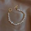 Collar de Perlas de Agua Dulce con Broche de Ópalo Barroco Diseño de Nicho Cadena para la Clavícula Pulsera de Amistad para Mujer Estilo Minimalista Fresco