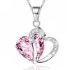 Suministro Directo de Fábrica Wish Nueva Joyería de Plata Estilo Coreano Collar con Colgante de Corazón de Durazno de Cristal de Zirconia Cadena para Clavícula Cadena para Suéter Venta al Por Mayor