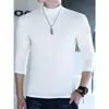 Camiseta de manga larga de algodón puro, cuello semi-alto extremadamente elegante, unisex, nuevo modelo primavera/otoño 2026, capa base, top elegante y transpirable