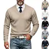 26 Novo Estilo Americano Transfronteiriço Solta Outono Masculina Jacquard Casual para o Dia a Dia Decote V Profundo Cavalheiro Manga Longa Camisa Base
