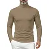 Camiseta básica de manga larga para hombre de color liso para otoño, importada, con cuello alto superpuesto, camiseta interior casual ajustada para hombre