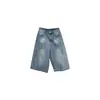 Shorts Jeans de Sete Pontos com Pregas Estilo Americano Yuyi, Aprovado para Auditoria, para Mulheres, Verão, Cintura Alta, Soltos, Caimento Fluido, Comprimento Médio Cxjyj506