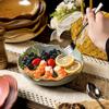 Cuenco de Cerámica Retro Estilo Japonés para Uso en el Hogar, Bol de Ensalada de Frutas Postre con Personalidad Rústica, Vajilla Creativa de Alto Valor Disparada en Horno