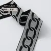 Ventas Directas de Fábrica Banda Elástica Jacquard de 4.0 cm Tipo Cadena Dorada y Plateada Fondo Negro Pantalones Vaqueros Hechos a Medida Cintura Banda Elástica Alta