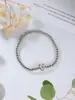 Pulsera de cuentas elástica con letra A pequeña brillante de globo 14k para niñas, pulsera de cuentas de cobre, nueva de otoño