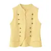Para Comercio Exterior Transfronterizo Europeo y Americano Ropa de Mujer Aliexpress Más Vendido Moda de Verano Diseño de Botones Tejido Ajuste Delgado Chaleco Versátil