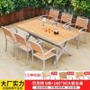 Mesas y Sillas de Exterior Madera Plástica Mesa de Comedor para Patio Protección Solar Anticorrosión Madera Ocio Cafetería Balcón Mesas y Sillas de Exterior Jardín Venta al por Mayor