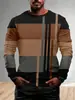Camisetas de Manga Larga para Hombre con Bloques de Color Otoño e Invierno Europeas y Americanas, Cuello Redondo, Tops Casuales Cortavientos, Camisetas Deportivas
