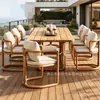 Mesa y Sillas de Teca para Exteriores Villa al Aire Libre Mesa y Sillas de Comedor de Madera Anticorrosión Muebles de Jardín para Balcón Exterior Personalización de Fábrica Transfronteriza