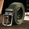 Cinturón de lona con hebilla de alfiler para hombre, cinturón de tela tejida gruesa para exteriores, cinturón alargado y versátil para entrenamiento militar de estudiantes.
