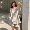 Traje Casual para Personas Bajas, Top sin Mangas, Shorts de Verano, Conjunto de Dos Piezas para Mujer, Fresco y a la Moda, Rejuvenecedor, Nuevo Estilo Coreano
