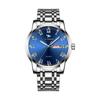 JLANDA Jinfengda Explosiones Correa de Acero Fino Redondo Cuarzo Genuino Doble Calendario Negocios Casual Reloj J6601
