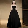 Vestido de Noche Negro sin Tirantes 2026 Nuevo Estilo Gama Alta Lujo Ligero Anfitrión de Banquete Examen de Arte Elegante Socialité Vestido Largo