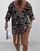 Traje Jacquard Impreso en 3D Transfronterizo para Hombre Verano Holgado Camiseta de Manga Corta Pantalones Cortos Cuello en V Traje Deportivo Traje de Dos Piezas para Hombre