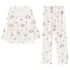 Dulce conjunto de pijama estilo princesa para mujer, colección primavera y otoño, conjunto de algodón de manga larga con estampado de nubes, nuevo diseño 2026, se puede usar como ropa de estar por casa