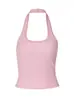 Moda Feminina Transfronteiriça Europeia e Americana Nova Verão 2026 Estilo Menina Picante Cor Sólida Gola Halter Costas Abertas Sexy Slim-Fit Regata