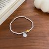 Pulsera de cuentas redondas con cara sonriente de color plata s925 para mujer, diseño de nicho, estilo moderno y elegante.