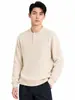 Suéter de punto acanalado vertical con cuello Henley para hombre estilo Old Money, top de manga larga de corte relajado, ropa casual para hombre, adecuado para el trabajo o como capa base.