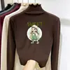 Camiseta Base de Polar para Niña con Cuello Medio Alto y Volantes Ropa Otoño Invierno Camiseta para Niños Medianos y Grandes Capa Interior Cálida Versátil Manga Larga