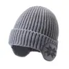 Chapéu de Lã Quente de Inverno Masculino com Proteção para Orelhas, Espessado e Forrado com Lã, para Cabeça Grande, Chapéu para Clima Frio