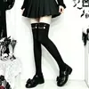 Calcetines Largos Estampados de Chica Moe JK Lindos Japoneses Expresión Bidimensional Terciopelo Delgado de Primavera y Otoño Hasta el Muslo Calcetines Negros