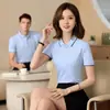 Overol tipo polo de manga corta para trabajo de algodón de fibra larga de Xinjiang, camiseta con logo estampado, camisa de trabajo